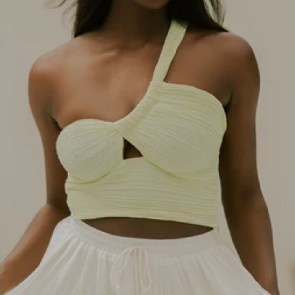 EUC Day+Moon Yellow Cropped Top; size medium/large